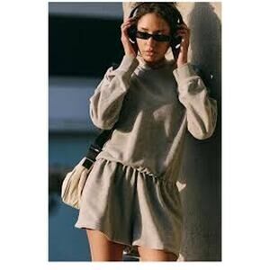 Free People Movement Such A Flirt Romper Gray Hoodie Open Back Small